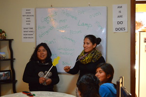 Girls Play A Vocabulary Game During English Class