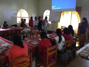 Some girls present their ideas about leadership.