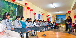 Ana speaks at the Peruvian Promise inauguration