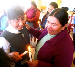 Lucero and her mother during the candle ceremony.