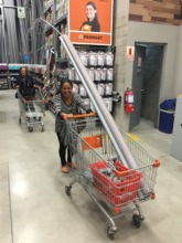 Epi shopping for materials for her new bathroom