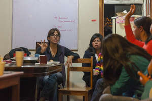 Jeannette Gonzalez, leads a group discussion.