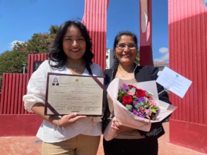 PH scholar, Melani, with her mother and her degree