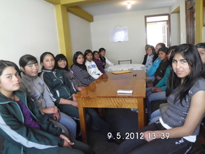 Girls from Peruvian Promise at a recent meeting.