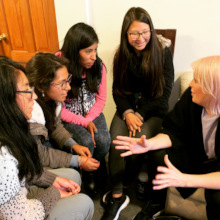 Kelsey, inspiring a group of PH scholars in Cusco.