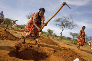 Zainabu Kamato works on the field
