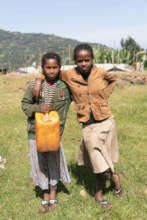 Children walk for miles to collect clean water