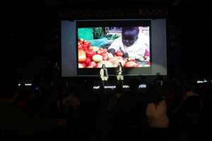 Palmira and Blanca on stage at Gramo