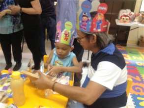 Child receiving new toy