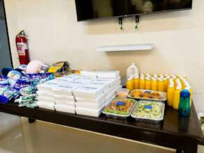 Lunch and supplies arrive for the party