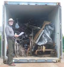 Geoff makes final checks to the loaded container