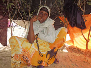 Khayro Yussuf inside her tent.