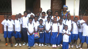 Luberizi schoolchildren after distribution
