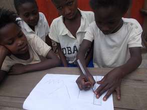 Using a ruler at the Vijana Primary Schl, Luberizi
