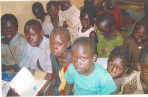 Childrens attending class