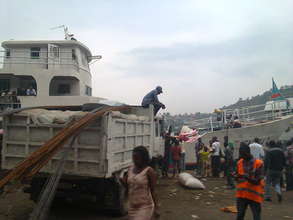 Truck with materials being shipped from Goma