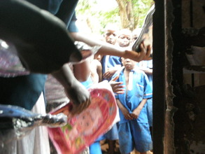 Children waiting for backpacks