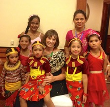 Carol Vernal with Nepali Children