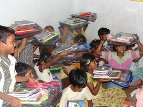 Children with bag and books