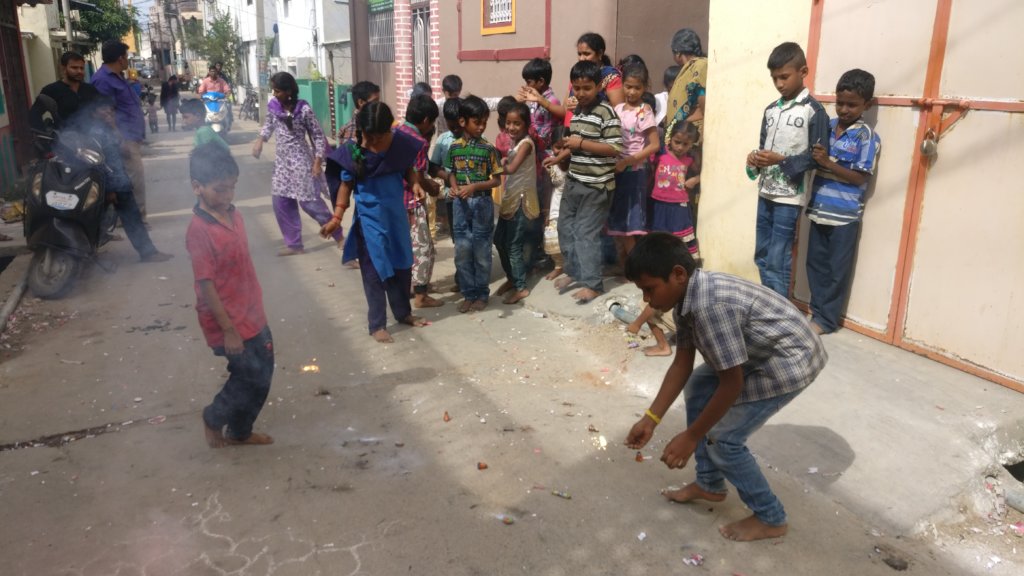 Children celebrating diwali at the centre
