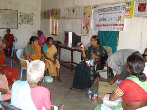 DrPrameela explaining usage of drugs to LFpatients