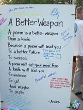 Volunteers decorated this poem with comments