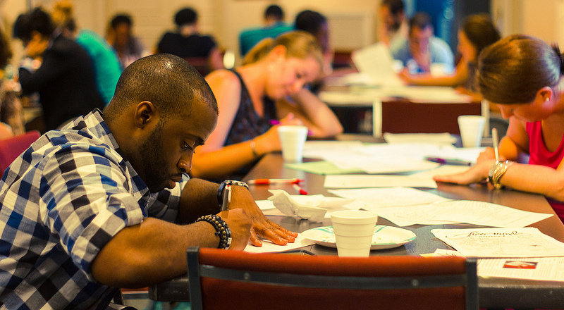 Monthly Write Night volunteers respond to poetry