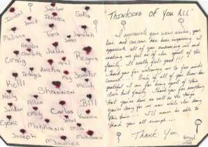 A card from Free Minds member Kevin