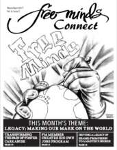 The Free Minds newsletter featuring original art