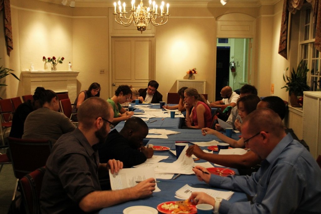Volunteers responding to poetry at Write Night