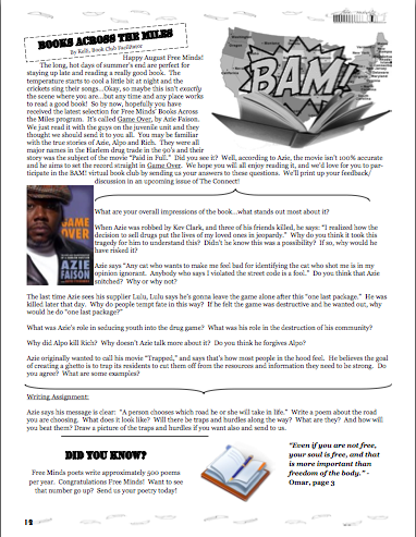 Books Across the Miles (BAM!) in the FM newsletter