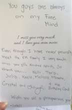 FM member Lydell says thanks for the birthday card