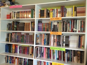 Our bookshelf full of books for FM members!