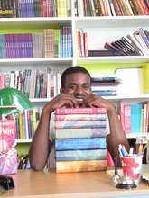 Gerald shows off his books