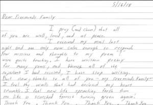 Thank you letter from Prison Book Club member Troy