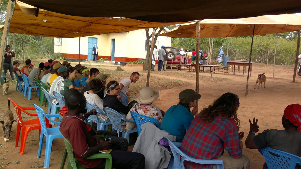 Everyone Gathers For Lunch Outside Our New Office