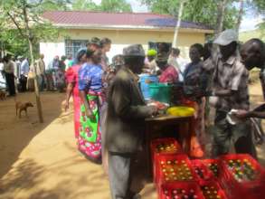 farmers queuing for food during bi-annual party