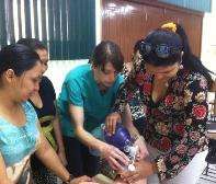 Emilie Carvello, MD, demonstrates CPR
