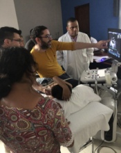 The cardiologist administers pre-surgery tests