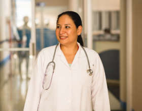 Local team doctor Prado on rounds.