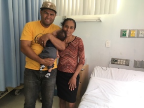 Nelson and his parents arrive for his surgery