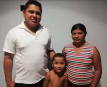 Gabriel (5), operated on in April, with parents