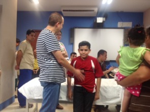 Colombian team pre-screens in meeting room
