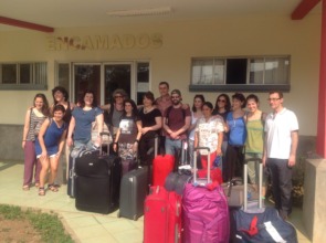 Madrid Team at Heart Center with bags of supplies
