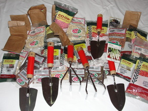 Donated seeds and tools