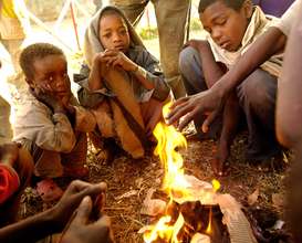 Children by fire