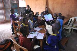 Students with workbooks
