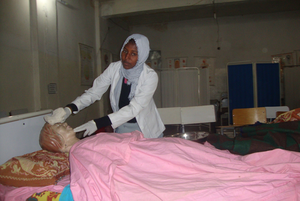 Nursing student at work