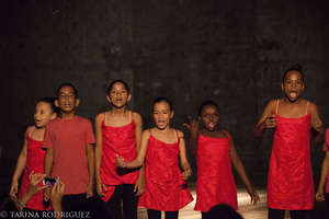 Beginners group in their theatre piece