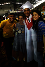 Jose, with his teacher Analida, fellows Joa & Vale